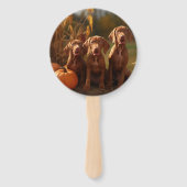 Vizsla Puppy Herfst Delight Pompoen Handwaaier (Voorkant)