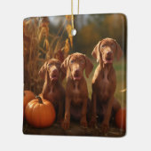 Vizsla Puppy Herfst Delight Pompoen Keramisch Ornament (Links)