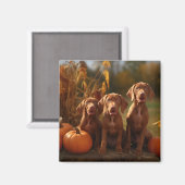 Vizsla Puppy Herfst Delight Pompoen Magneet (Voorkant / Achterkant)