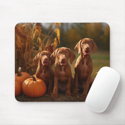 Vizsla Puppy Herfst Delight Pompoen Muismat (Met muis)