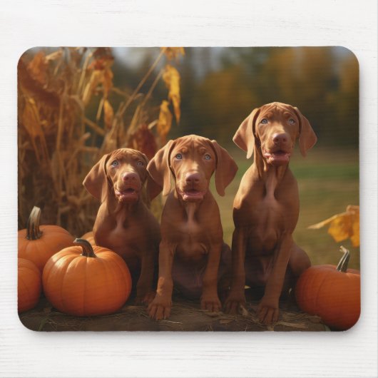 Vizsla Puppy Herfst Delight Pompoen Muismat (Voorkant)