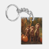 Vizsla Puppy Herfst Delight Pompoen Sleutelhanger (Voorkant Links)