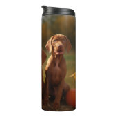 Vizsla Puppy Herfst Delight Pompoen Thermosbeker (Geroteerd rechts)