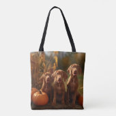 Vizsla Puppy Herfst Delight Pompoen Tote Bag (Achterkant)