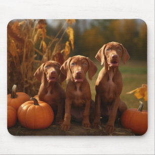 Vizsla Puppy Herfst Plezier Pompoen Muismat
