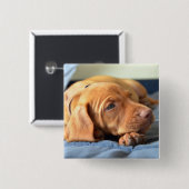 Vizsla puppy Rust op zijn poot Vierkante Button 5,1 Cm (Voorkant /achterkant)