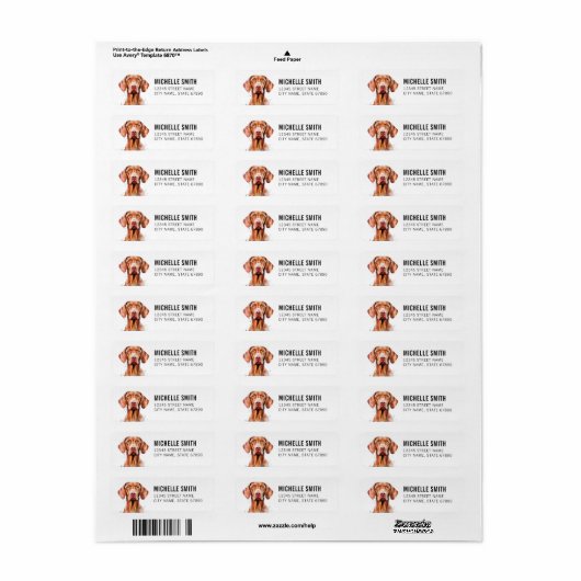 Vizsla Return Address Labels (Full Sheet)