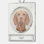 Vizsla schilderen - Cute Original Dog Art Silver P Verzilverd Banner Ornament (Links)