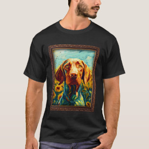 Vizsla schilderij Zonnebloem Moeder Vrouwen Bloeme T-shirt