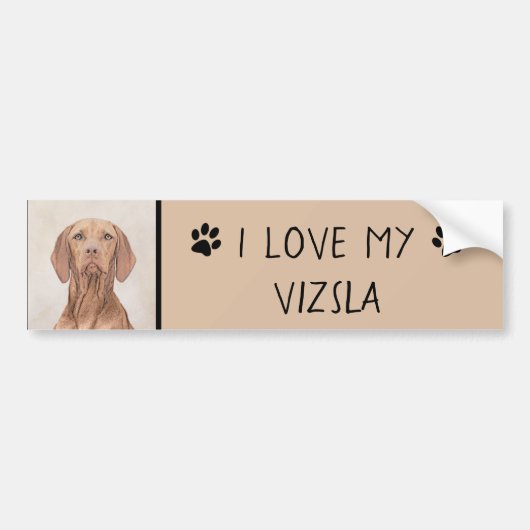 Vizsla-schildering - Cute Original Dog Art Bumpersticker (Voorkant)