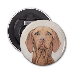 Vizsla-schildering - Cute Original Dog Art Button Flesopener