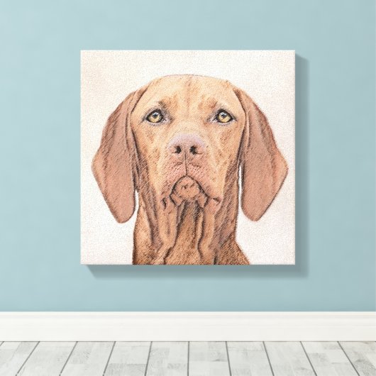 Vizsla-schildering - Cute Original Dog Art Canvas Afdruk (Insitu (Houten vloer))