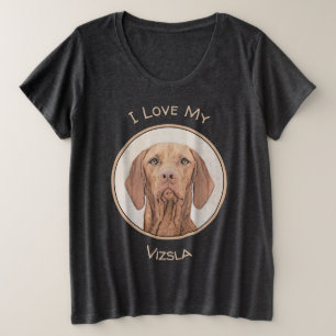 Vizsla-schildering - Cute Original Dog Art Grote Maat T-shirt