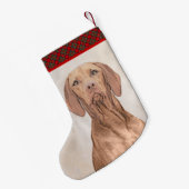 Vizsla-schildering - Cute Original Dog Art Kleine Kerstsok (Achterkant (Hangend))