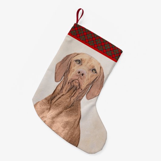 Vizsla-schildering - Cute Original Dog Art Kleine Kerstsok (Voorkant (Hangend))