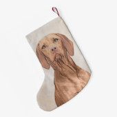 Vizsla-schildering - Cute Original Dog Art Kleine Kerstsok (Achterkant (Hangend))