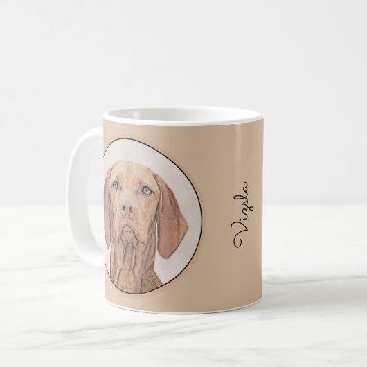 Vizsla-schildering - Cute Original Dog Art Koffiemok (Voorkant links)