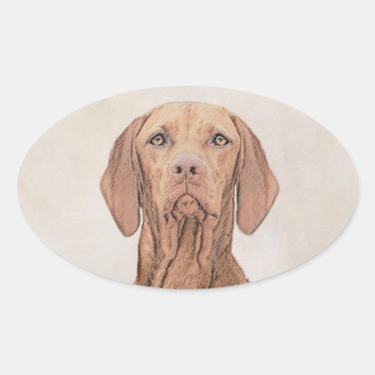 Vizsla-schildering - Cute Original Dog Art Ovale Sticker (Voorkant)