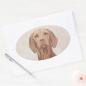 Vizsla-schildering - Cute Original Dog Art Ovale Sticker (Envelop)