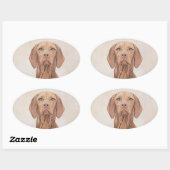 Vizsla-schildering - Cute Original Dog Art Ovale Sticker (Vel)