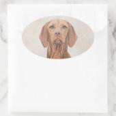 Vizsla-schildering - Cute Original Dog Art Ovale Sticker (Tas)