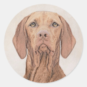 Vizsla-schildering - Cute Original Dog Art Ronde Sticker