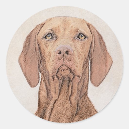 Vizsla-schildering - Cute Original Dog Art Ronde Sticker (Voorkant)