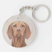 Vizsla-schildering - Cute Original Dog Art Sleutelhanger (Achterkant)