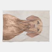 Vizsla-schildering - Cute Original Dog Art Theedoek (Horizontaal)