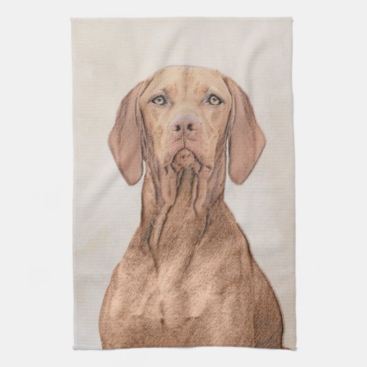 Vizsla-schildering - Cute Original Dog Art Theedoek (Verticaal)