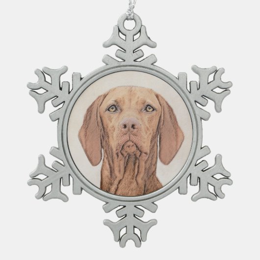 Vizsla-schildering - Cute Original Dog Art Tin Sneeuwvlok Ornament (Voorkant)