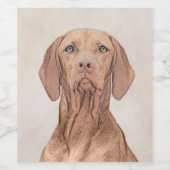 Vizsla-schildering - Cute Original Dog Art Wijn Etiket (Enkel label)