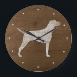 Vizsla Silhouette Grote Klok<br><div class="desc">De muur van Vizsla Lover. Het houtontwerp is bedrukt,  niet echt hout.</div>