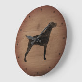 Vizsla Silhouette Rustic Grote Klok (Hoek)