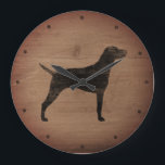 Vizsla Silhouette Rustic Grote Klok<br><div class="desc">De muur van Vizsla Lover. Het houtontwerp is bedrukt,  niet echt hout.</div>