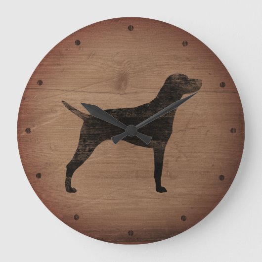 Vizsla Silhouette Rustic Grote Klok (Voorkant)