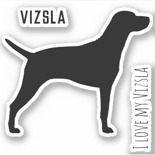 Vizsla Silhouette Vinyl Sticker (Voorkant)