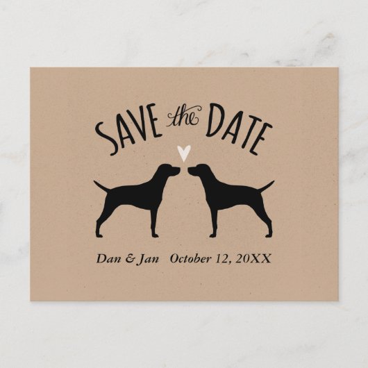 Vizsla Silhouettes Bruiloft Save the Date Aankondigingskaart (Voorkant)