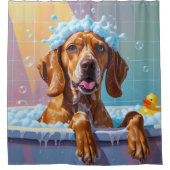 Vizsla Sloppy Sleepy Schattige Funny Douchegordijn (Voorkant)