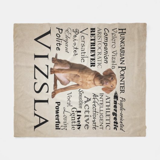 Vizsla Traits Fleece Blanket (Voorkant (Horizontaal))