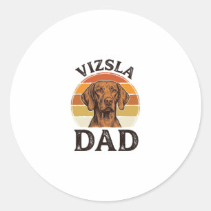 Vizsla Vader Vintage Gravure Hondenontwerp_1 Ronde Sticker