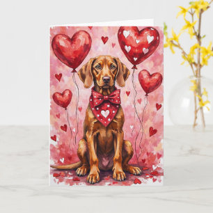 Vizsla Valentine Hondsitten met Harten Rood Kaart