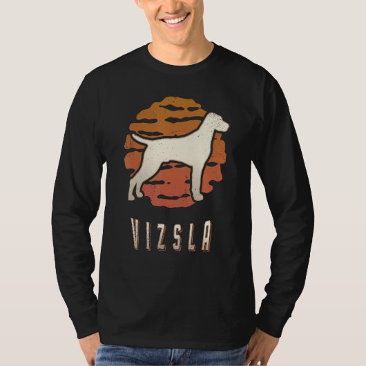 Vizsla Vintage Retro Classic Dog Sunset T-shirt (Voorkant)