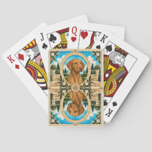 Vizsla, Vintage Waterverf Honden Kunst Pokerkaarten