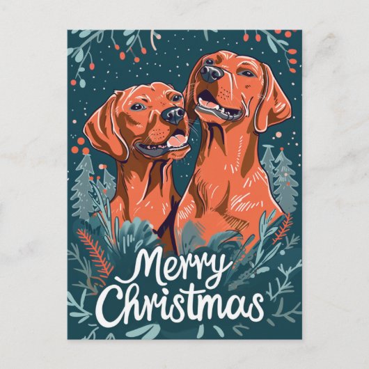Vizsla Vrolijk kerstfeest Briefkaart (Voorkant)