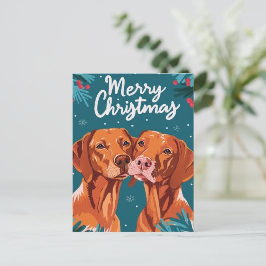 Vizsla Vrolijk kerstfeest Briefkaart (Staand voorkant)