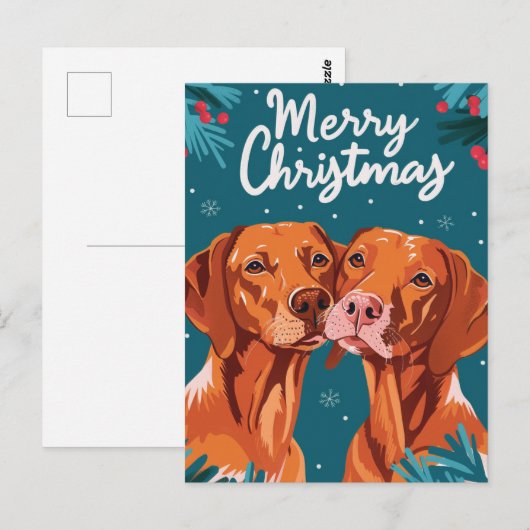Vizsla Vrolijk kerstfeest Briefkaart (Voorkant / Achterkant)