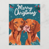 Vizsla Vrolijk kerstfeest Briefkaart (Voorkant)