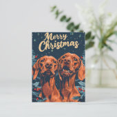 Vizsla Vrolijk kerstfeest Briefkaart (Staand voorkant)