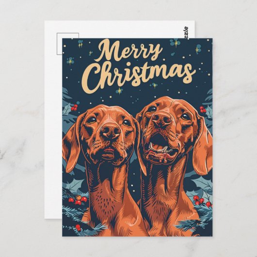 Vizsla Vrolijk kerstfeest Briefkaart (Voorkant / Achterkant)